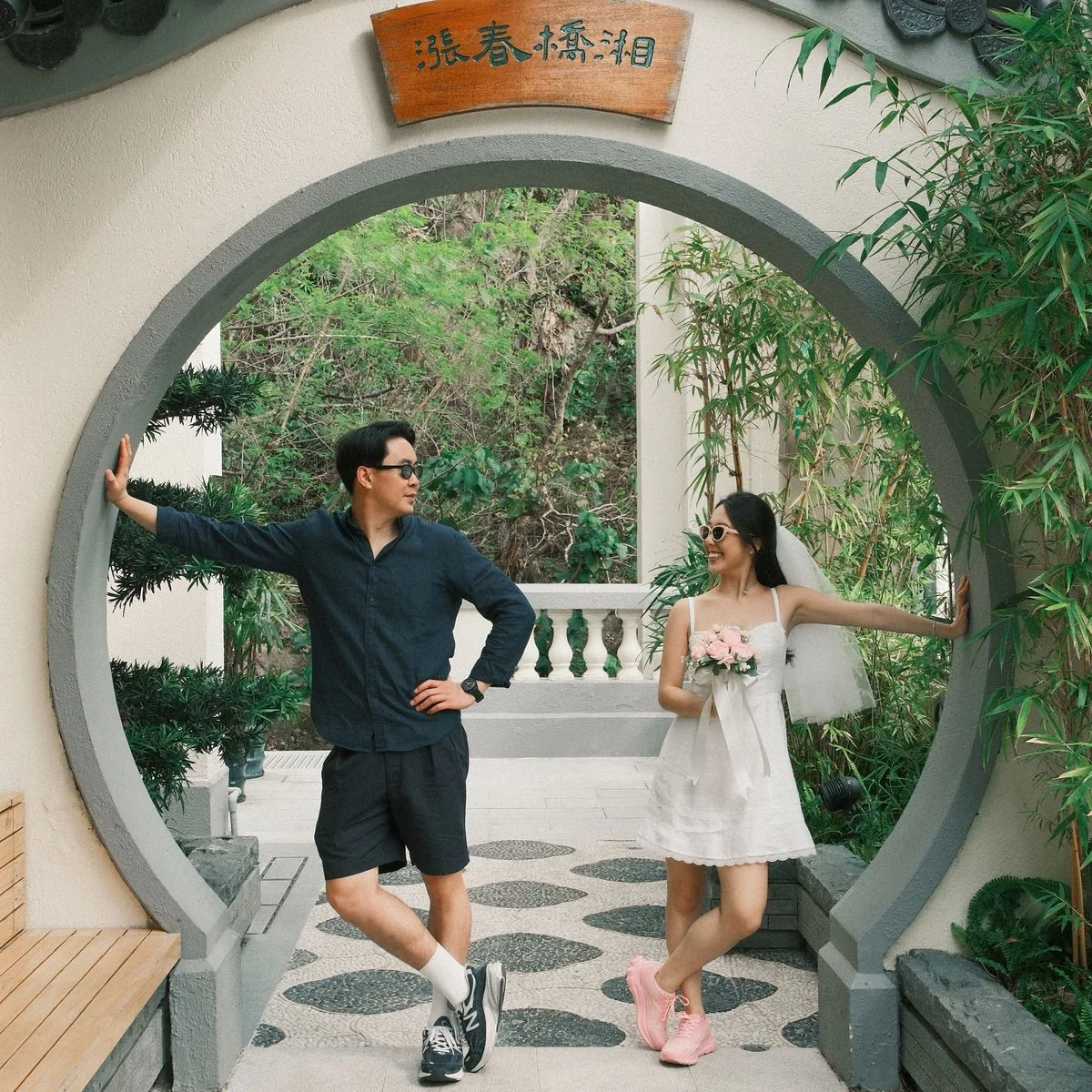 Rachelle and Winston in the moon gate